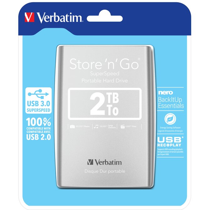 VERBATIM Store´n´ Go 2,5" 2TB USB 3.0 stříbrný