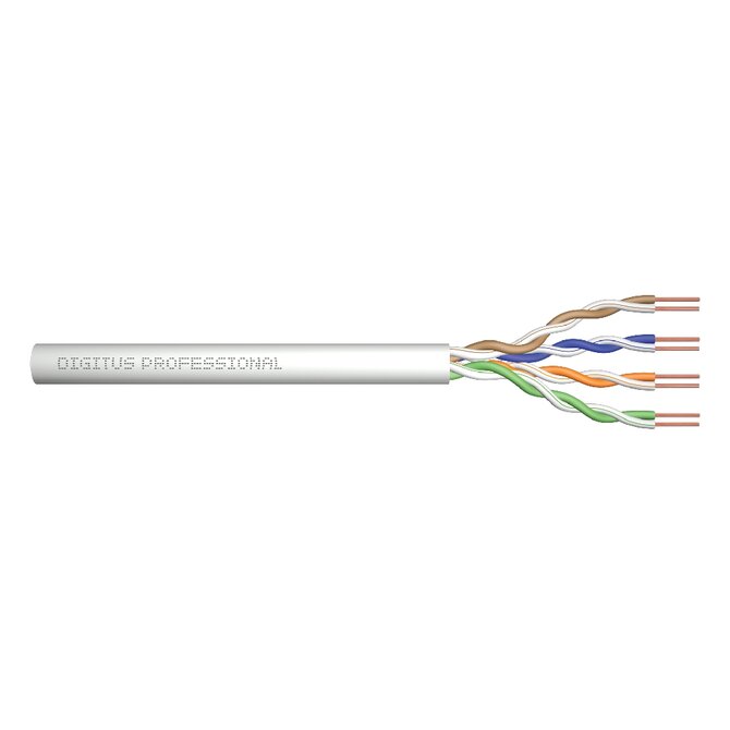 Digitus Instalační kabel CAT 5e U-UTP, 100 MHz Eca (PVC), AWG 24/1, papírová krabička 100 m, simplex, barva šedá