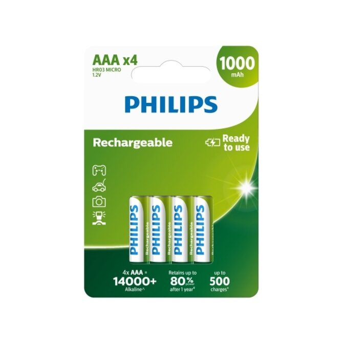 Philips dobíjecí baterie AAA 1000mAh, NiMH - 4ks