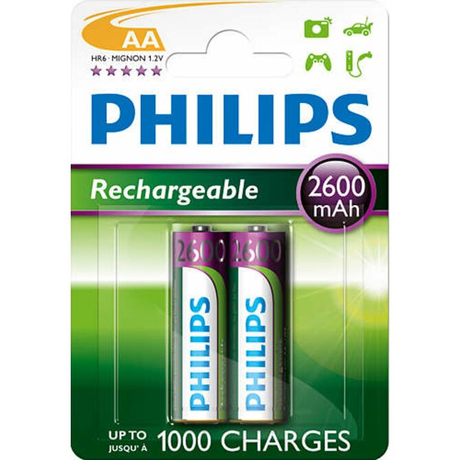 Philips dobíjecí baterie AA 2600mAh, NiMH - 2ks