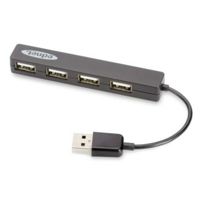 Ednet Notebook USB 2.0 Hub, 4 porty, Plug & Play, přenosová rychlost až 480 Mb / s