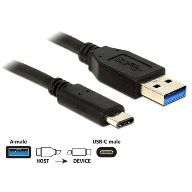 Delock Kabel SuperSpeed USB 10 Gbps (USB 3.1, Gen 2) Typ A samec > USB Type-C™ samec 0,5 m černý