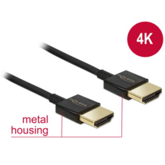 Delock Kabel High Speed HDMI s Ethernetem - HDMI-A samec > HDMI-A samec 3D 4K 1,5 m Slim Premium
