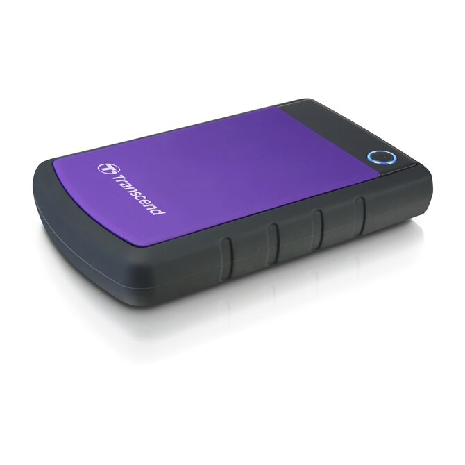 TRANSCEND 4TB StoreJet 25H3P, 2.5”, USB 3.0 (3.1 Gen 1) Externí Anti-Shock disk, tenký profil, černo/fialový