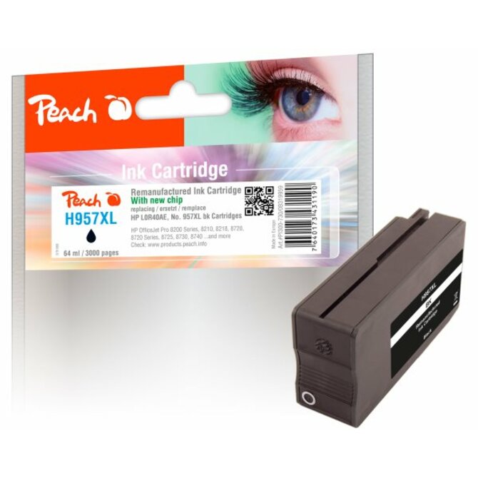 PEACH kompatibilní cartridge HP No. 957XL, černá, L0R40AE, 64ml