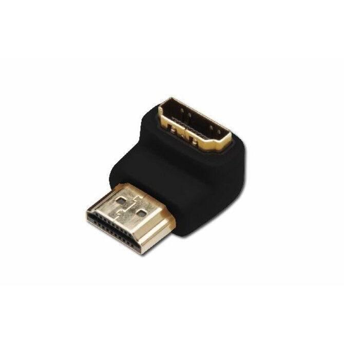 Digitus Adaptér HDMI, typ A, 90o úhlový M / F, Ultra HD 60p, bl, zlato