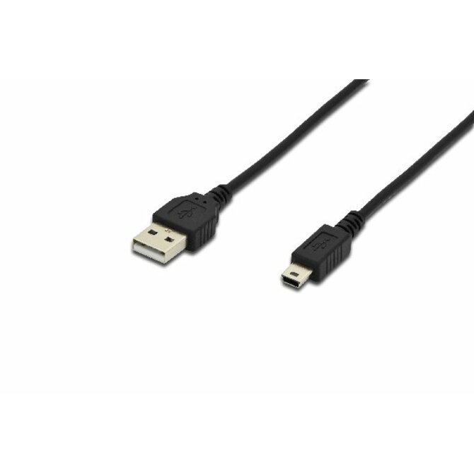 Digitus Připojovací kabel USB 2.0, typ A - mini B (5pin) M/M, 1,8 m, USB 2.0, bl