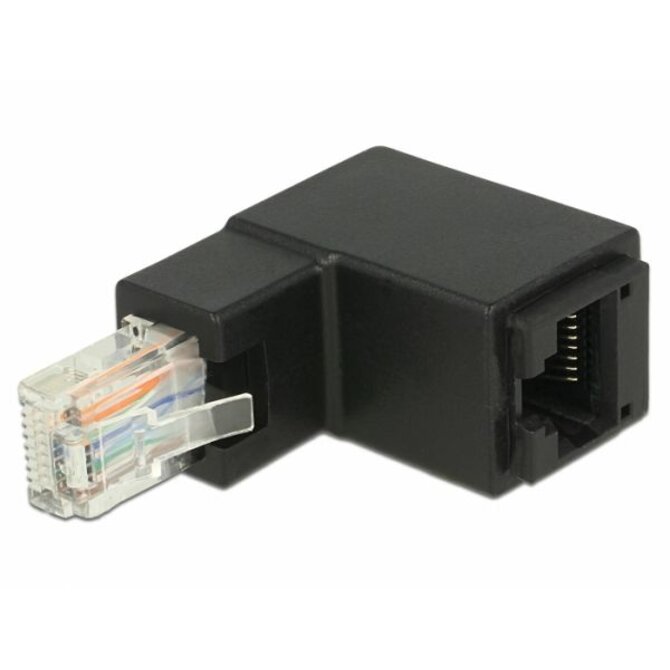 Delock Adaptér RJ45 samec pravoúhlý > RJ45 samice Cat.6 UTP