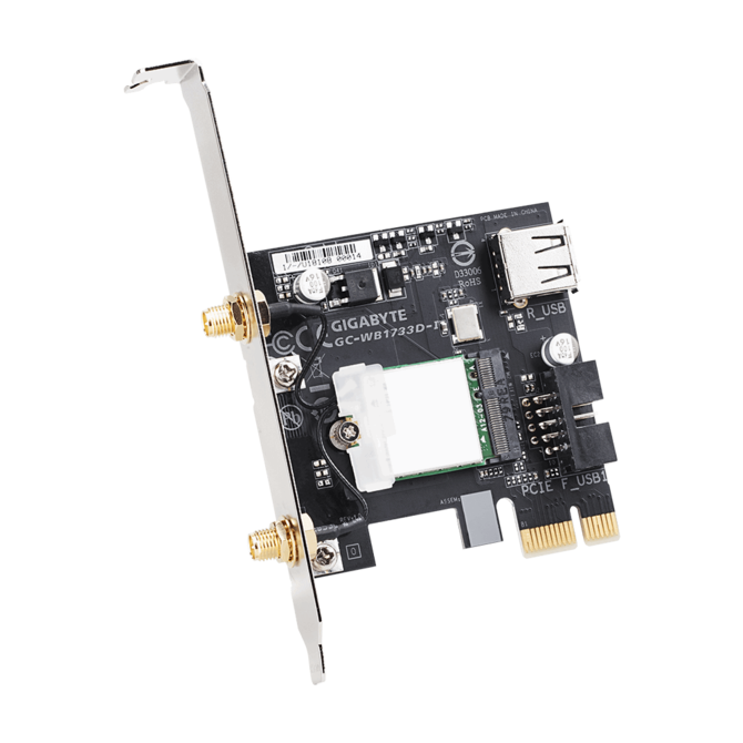 GIGABYTE GC-WB1733D-I, WiFi 802.11ac, Bluetooth 5, PCIe, Dual Band, 1734 Mbps 