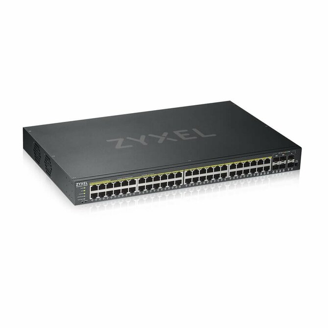 Zyxel GS1920-48HPv2, 50 Port Smart Managed PoE Switch 44x Gigabit Copper PoE and 4x Gigabit dual pers., hybrid mode, standalone 