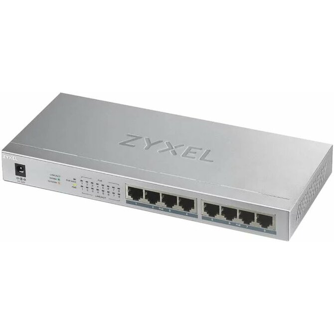 Zyxel GS1008-HP, 8 Port Gigabit PoE+ unmanaged desktop Switch, 8 x PoE, 60 Watt