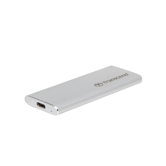 Transcend ESD240C 480GB USB 3.1 Gen2 (USB-C) Externí SSD disk (3D TLC), 520MB/R, 460MB/W, kompaktní rozměry, stříbrný