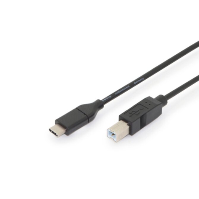 Digitus Připojovací kabel USB typu C, typ C na B M/M, 1,8 m, 3A, 480 MB, verze 2.0, bl