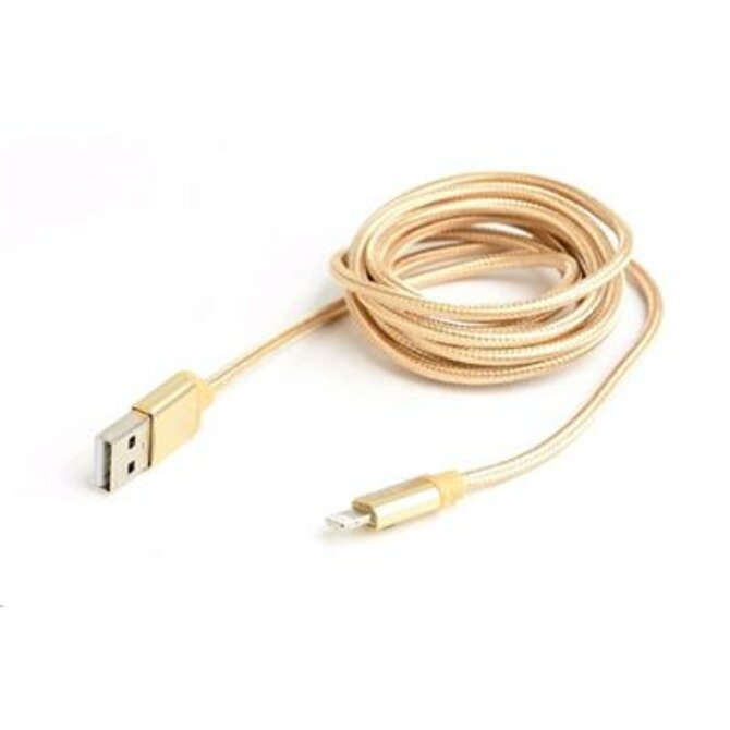 CABLEXPERT Kabel USB 2.0 Lightning (IP5 a vyšší) nabíjecí a synchronizační kabel, opletený, 1,8m, zlatý, blister