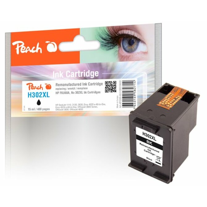 PEACH kompatibilní cartridge HP F6U68A, No 302, black, XL