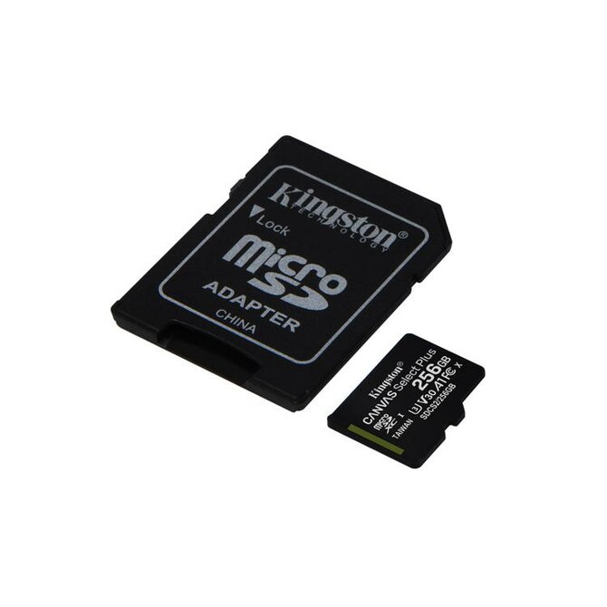 KINGSTON 256GB microSDHC CANVAS Plus Memory Card 100MB/85MBs- UHS-I class 10 Gen 3