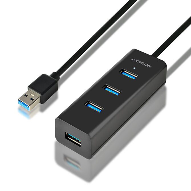 AXAGON HUE-S2BL, 4x USB3.0 CHARGING hub 1.2m kabel, micro USB nap. konektor