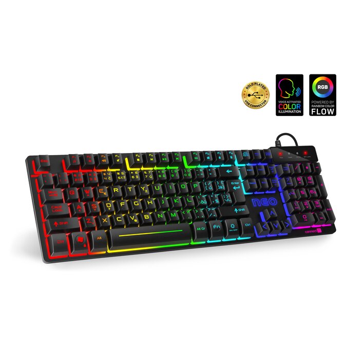 CONNECT IT NEO klávesnice pro hráče (CZ+SK verze), RGB podsvícení, reaguje na zvuk