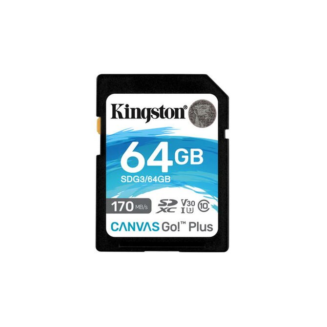 KINGSTON 64GB SDXC Canvas Go! Plus 170R/90W CL10 U3 V30