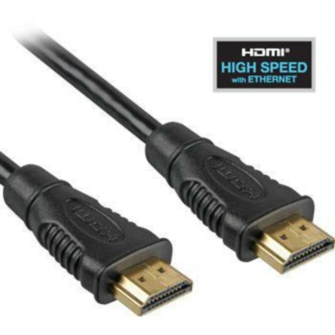 PremiumCord HDMI High Speed + Ethernet kabel, zlacené konektory, 1m 