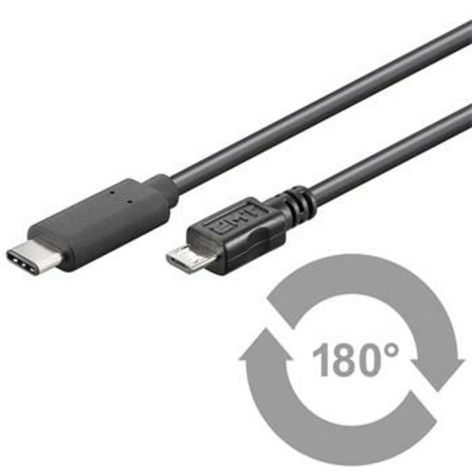 PremiumCord Kabel USB 3.1 konektor C/male - USB 2.0 konektor Micro-B/male, 1m