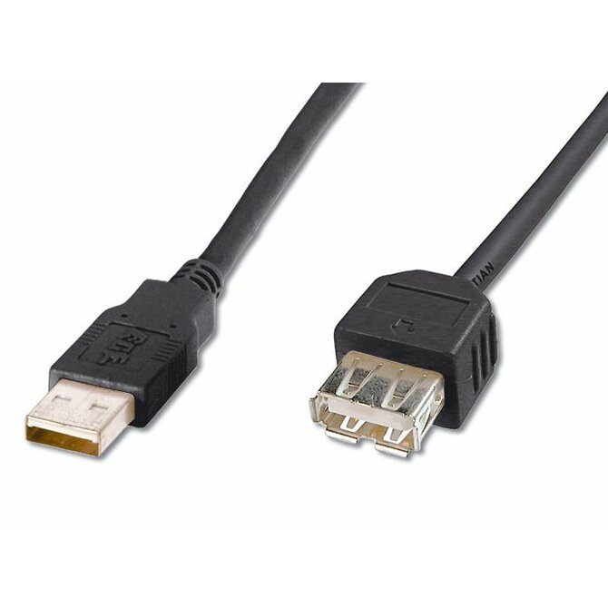 PremiumCord USB 2.0 kabel prodlužovací, A-A, 20cm černá