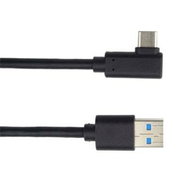 PremiumCord Kabel USB typ C/M zahnutý konektor 90° - USB 3.0 A/M, 1m