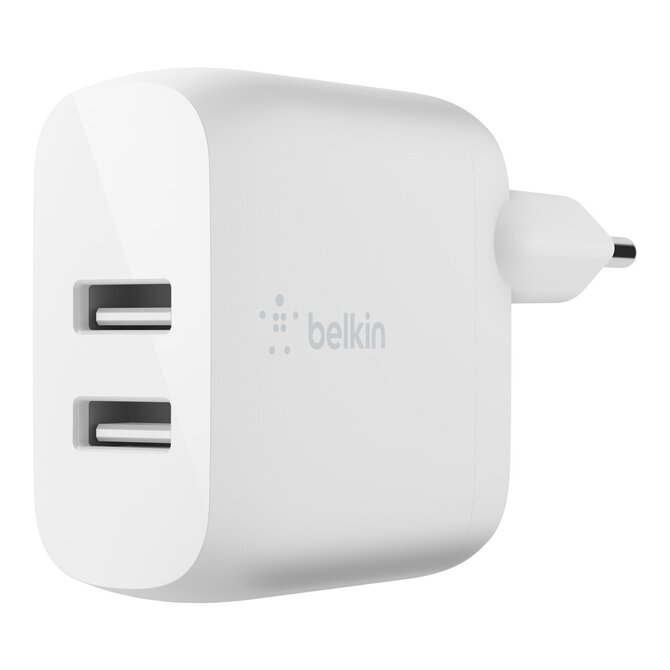 Belkin Duální 24W USB-A nástěnná nabíječka, bílá