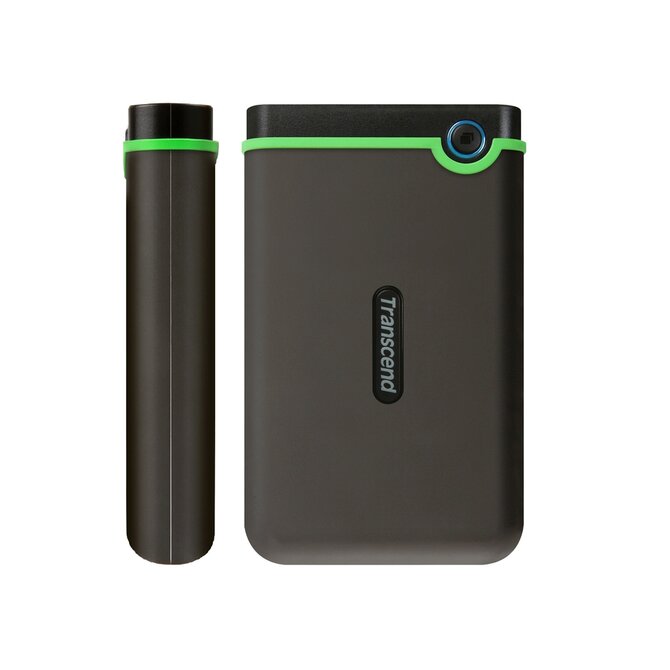 TRANSCEND 4TB StoreJet 25M3S SLIM, 2.5”, USB 3.0 (3.1 Gen 1) Externí Anti-Shock disk, tenký profil, šedo/zelený