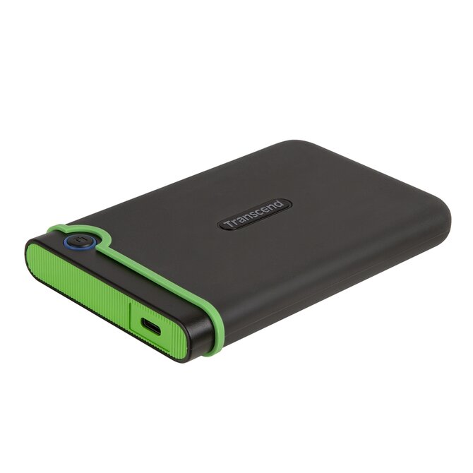 TRANSCEND 4TB StoreJet 25M3C SLIM, 2.5”, USB-C (3.1 Gen 1) Externí Anti-Shock disk, tenký profil, šedo/zelený