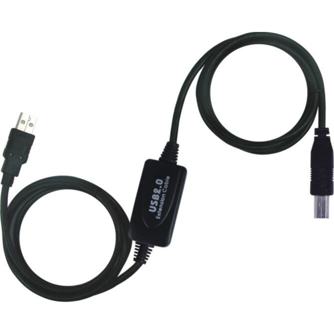 PremiumCord USB 2.0 repeater a propojovací kabel A/M-B/M 10m