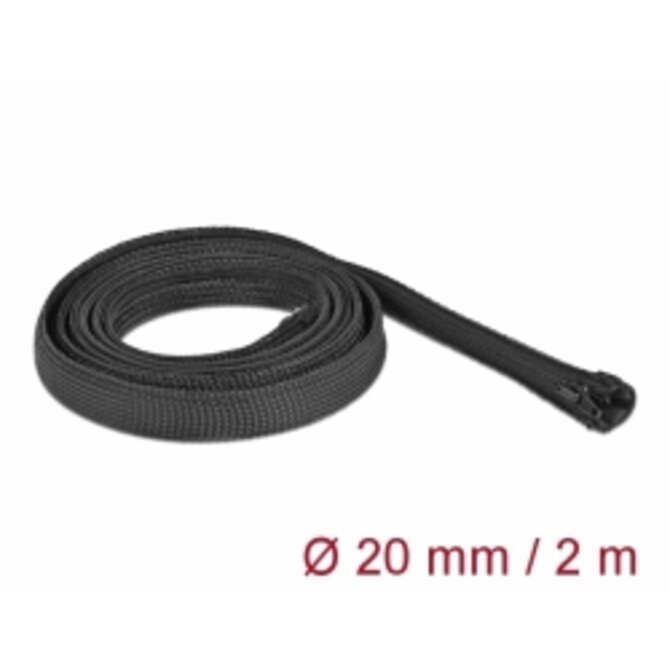 Delock Opletené opláštení se zipovým uzáverem, 2 m x 20 mm, cerné