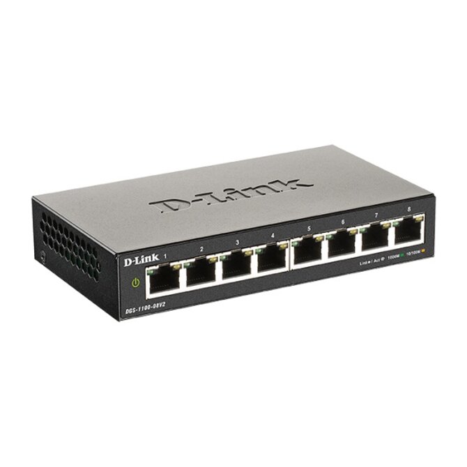 D-Link DGS-1100-08V2/E 8-Port Gigabit Smart Managed Switch- 8-Port 100BaseTX Auto-Negotiating 10/100/1000Mbps Switch