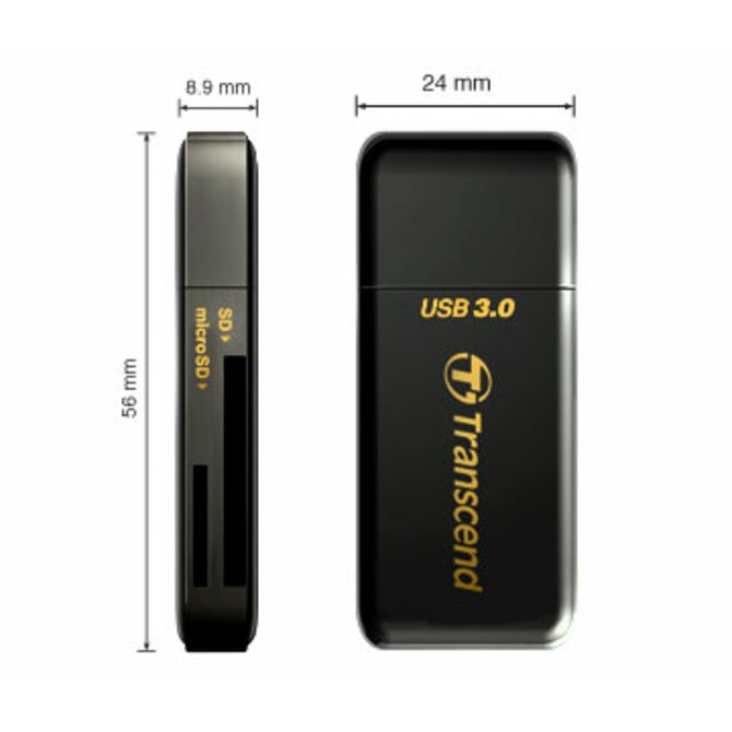 Transcend RDF5 USB 3.0 čtečka paměťových karet SDHC (UHS-I)/SDXC (UHS-I)/microSDHC (UHS-I)/microSDXC (UHS-I), černá