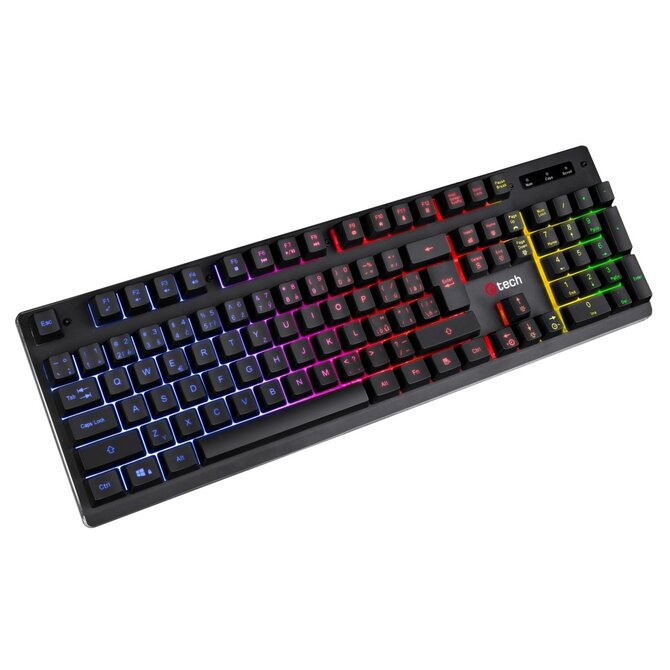 C-TECH Polomechanická herní klávesnice Iris (GKB-08), casual gaming, CZ/SK, duhové podsvícení, USB