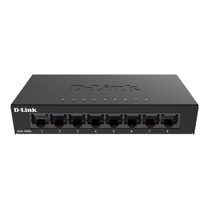 D-Link DGS-108GL/E "8-Port Gigabit Ethernet Metal Housing Unmanaged Light Switch without IGMP- 8-Port 10/100/1000 Mbps