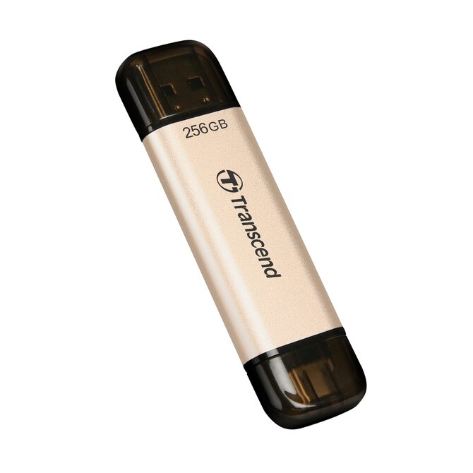 Transcend 256GB JetFlash 930C, USB-C/USB 3.2 (Gen 1) duální flash disk, 420MB/s R, 400MB/s W, zlatý