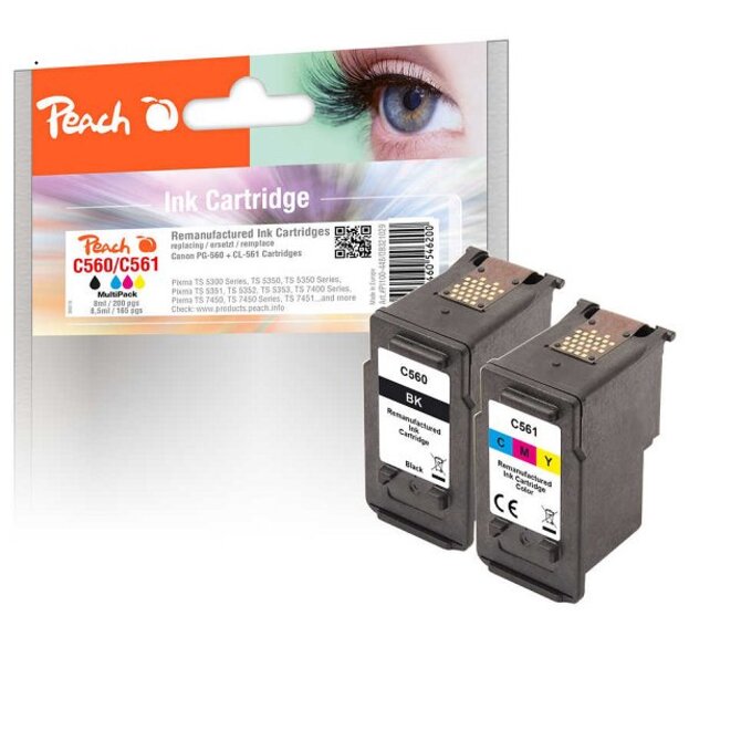 PEACH kompatibilní cartridge HP PG-560BK, CL-561C, CombiPack, black, colour, 1x8ml, 1x8,5ml