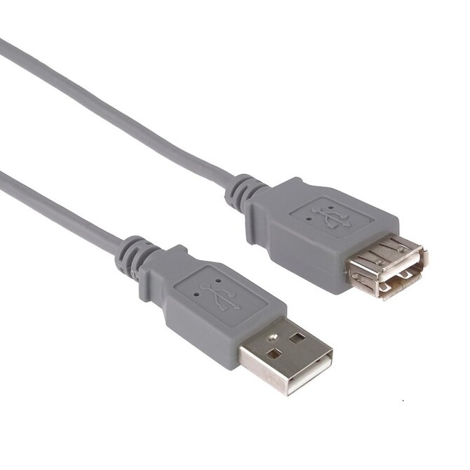 PremiumCord USB 2.0 kabel prodlužovací, A-A, 2m, šedá