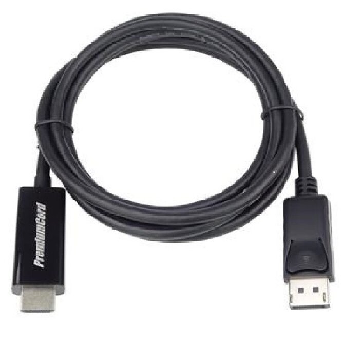 PremiumCord DisplayPort 1.2 na HDMI 2.0 kabel pro rozlišení 4Kx2K@60Hz, 1m