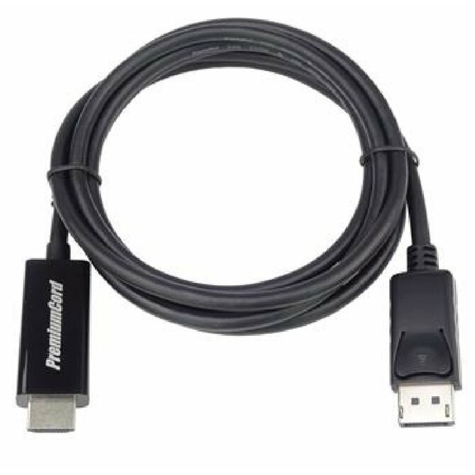 PremiumCord DisplayPort 1.2 na HDMI 2.0 kabel pro rozlišení 4Kx2K@60Hz, 2m