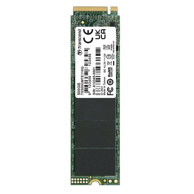 TRANSCEND MTE110Q 500GB SSD disk M.2 2280, PCIe Gen3 x4 NVMe 1.3 (3D QLC), 1900MB/s R, 900MB/s W