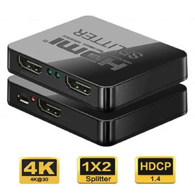 PremiumCord HDMI splitter 1-2 porty, s napájením z USB, 4K, FULL HD, 3D