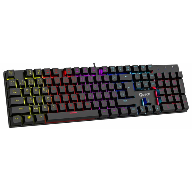 C-TECH Mechanická herní klávesnice Morpheus (GKB-11), casual gaming, CZ/SK, červené spínače, RGB podsvícení, USB