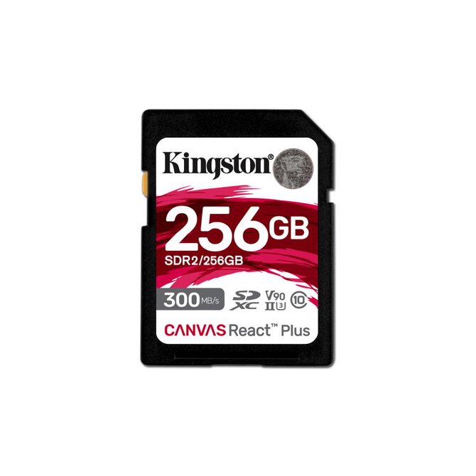 KINGSTON 256GB Canvas React Plus SDHC UHS-II 300R/260W U3 V90 for Full HD/4K/8K