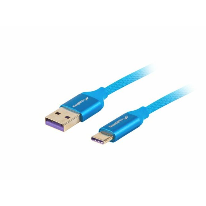 LANBERG USB-C (M) na USB-A (M) 2.0 kabel 1m, modrý, (Huawei 5A) 