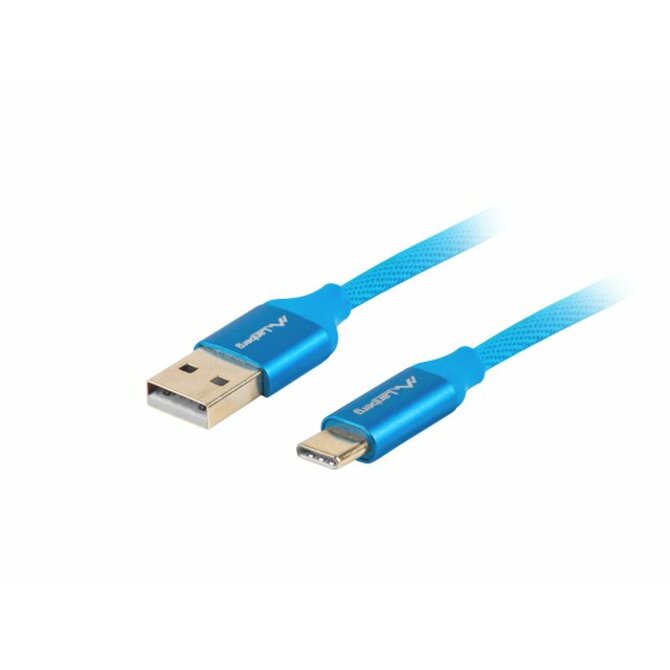 LANBERG USB-C (M) na USB-A (M) 2.0 kabel 1m, modrý, rychlé nabíjení 3.0 