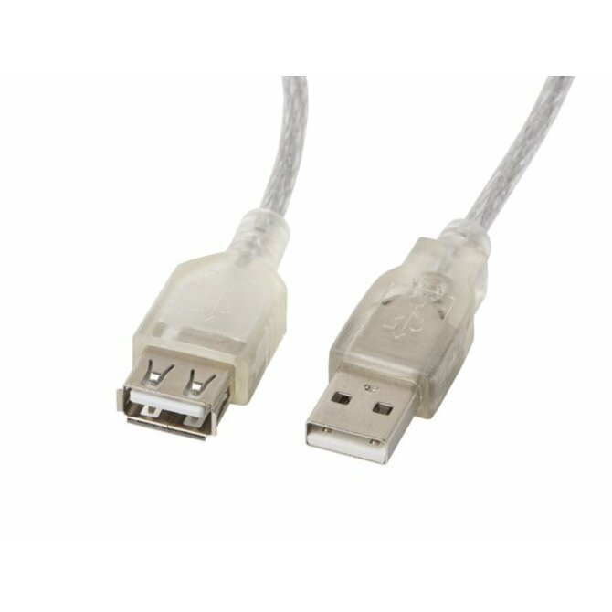 LANBERG USB-A M / F 2.0 kabel 5m, transparentní