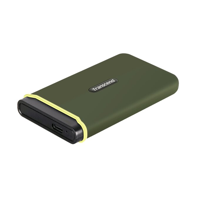 Transcend ESD380C 1TB USB 3.2 Gen 2x2 (USB-C) Externí Anti-Shock SSD disk (3D TLC), 2000MB/R, 2000MB/W, armádní zelená