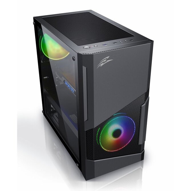 EVOLVEO M5, case mATX, 2x USB2.0 / 1x USB3.0 / 3x120mm LED / černý s průhlednou bočnicí